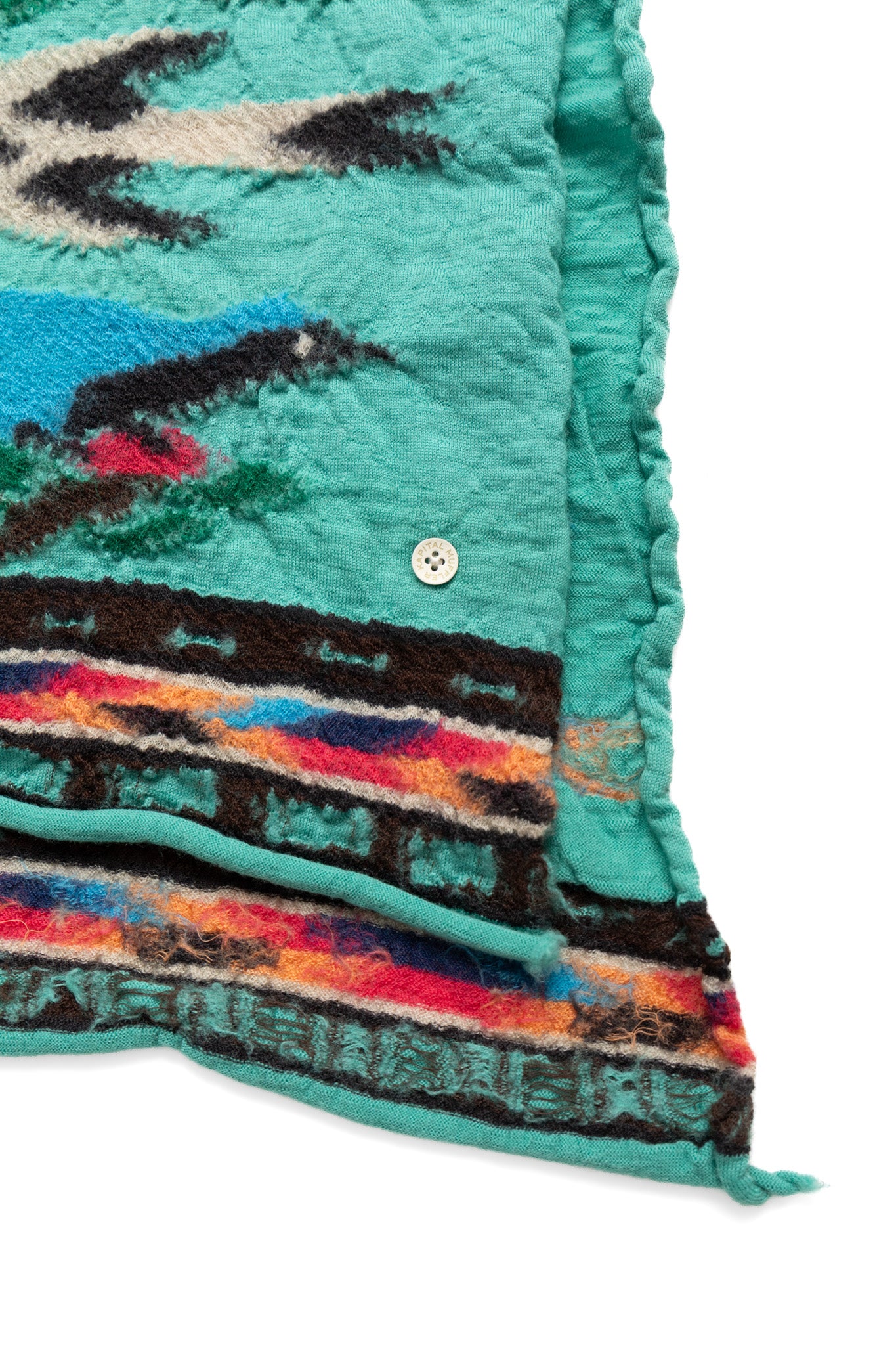 Fulling Wool HAPPY Scarf BIRD TREE - Emerald