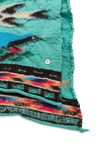 Fulling Wool HAPPY Scarf BIRD TREE - Emerald