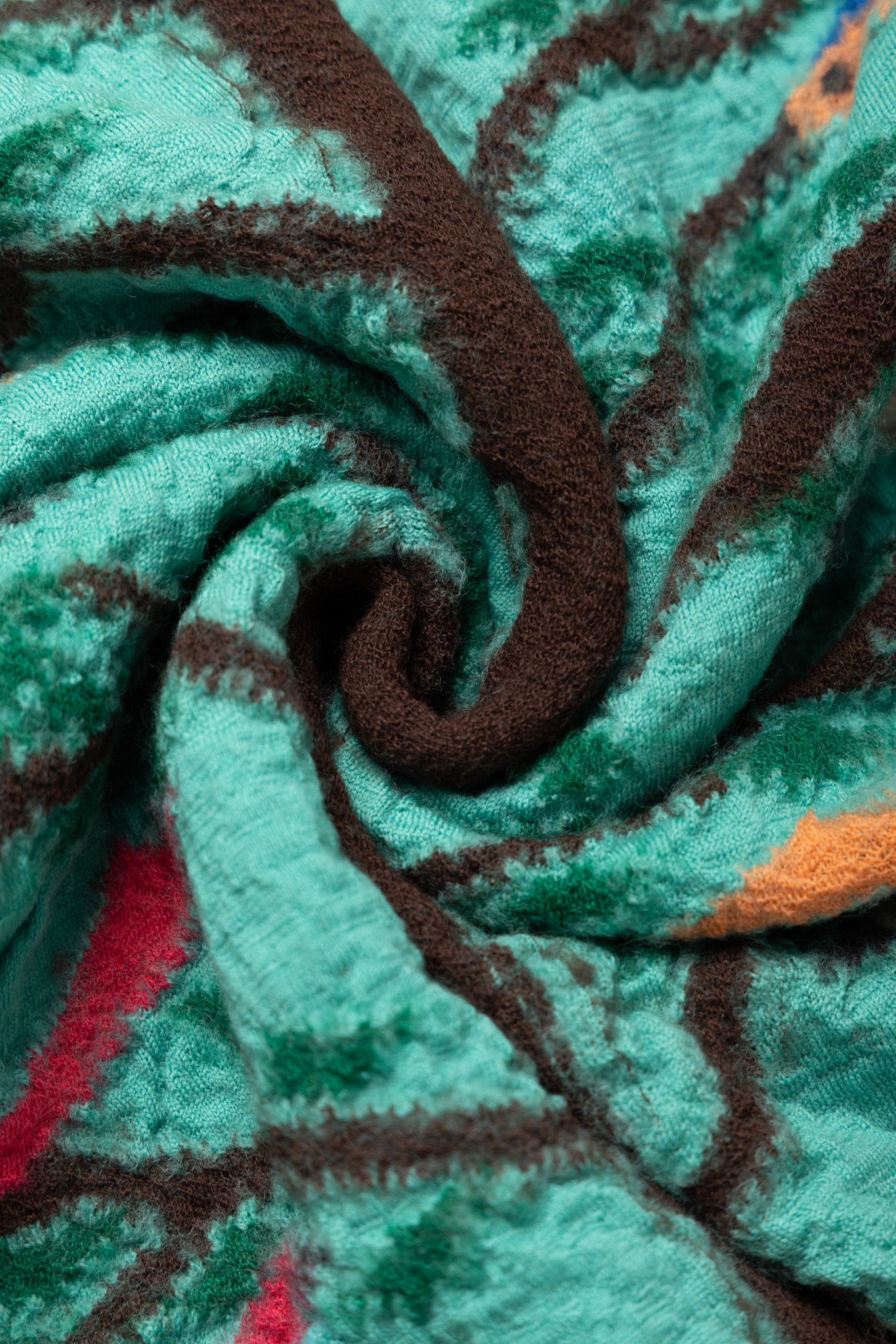 Fulling Wool HAPPY Scarf BIRD TREE - Emerald