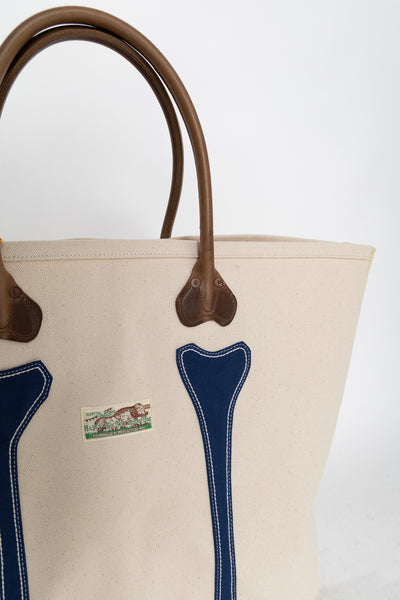 #4 Canvas KOTSU KOTSU TOTE BAG L - Ecru x Navy