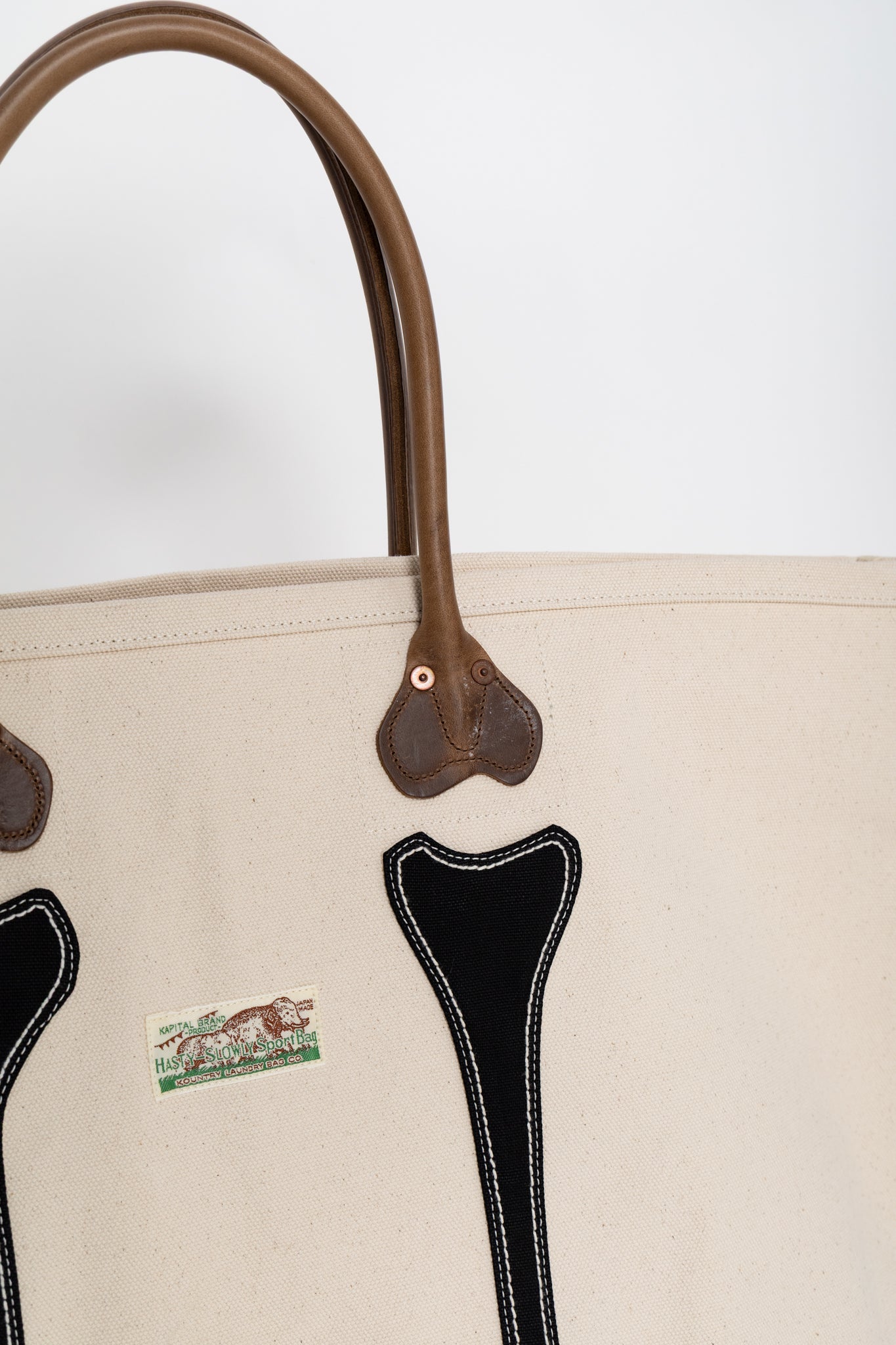 #4 Canvas KOTSU KOTSU TOTE BAG L - Ecru x Black