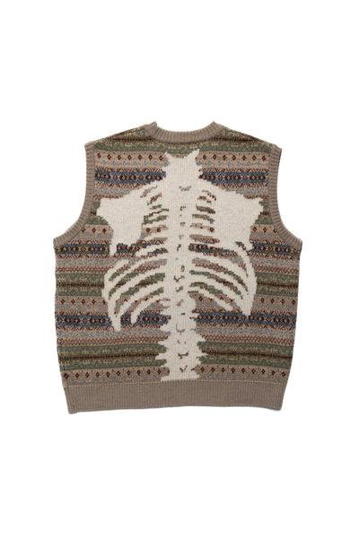 7G Wool FairIsle BONE Vest - Sax