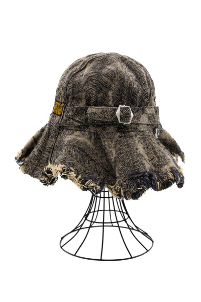 12oz MAGPIE Denim RADIO TULIP Hat - Black x Beige