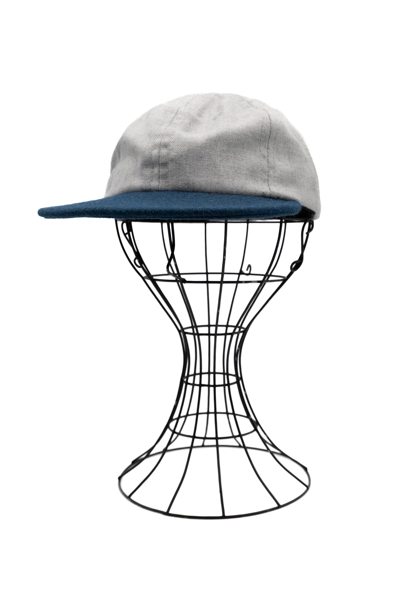 2 Tone 6 Panel Yarn Dyed Serge With Soft Visor Cap - H. Grey x Royal Blue