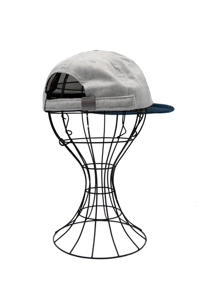 2 Tone 6 Panel Yarn Dyed Serge With Soft Visor Cap - H. Grey x Royal Blue
