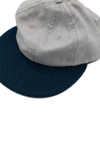 2 Tone 6 Panel Yarn Dyed Serge With Soft Visor Cap - H. Grey x Royal Blue