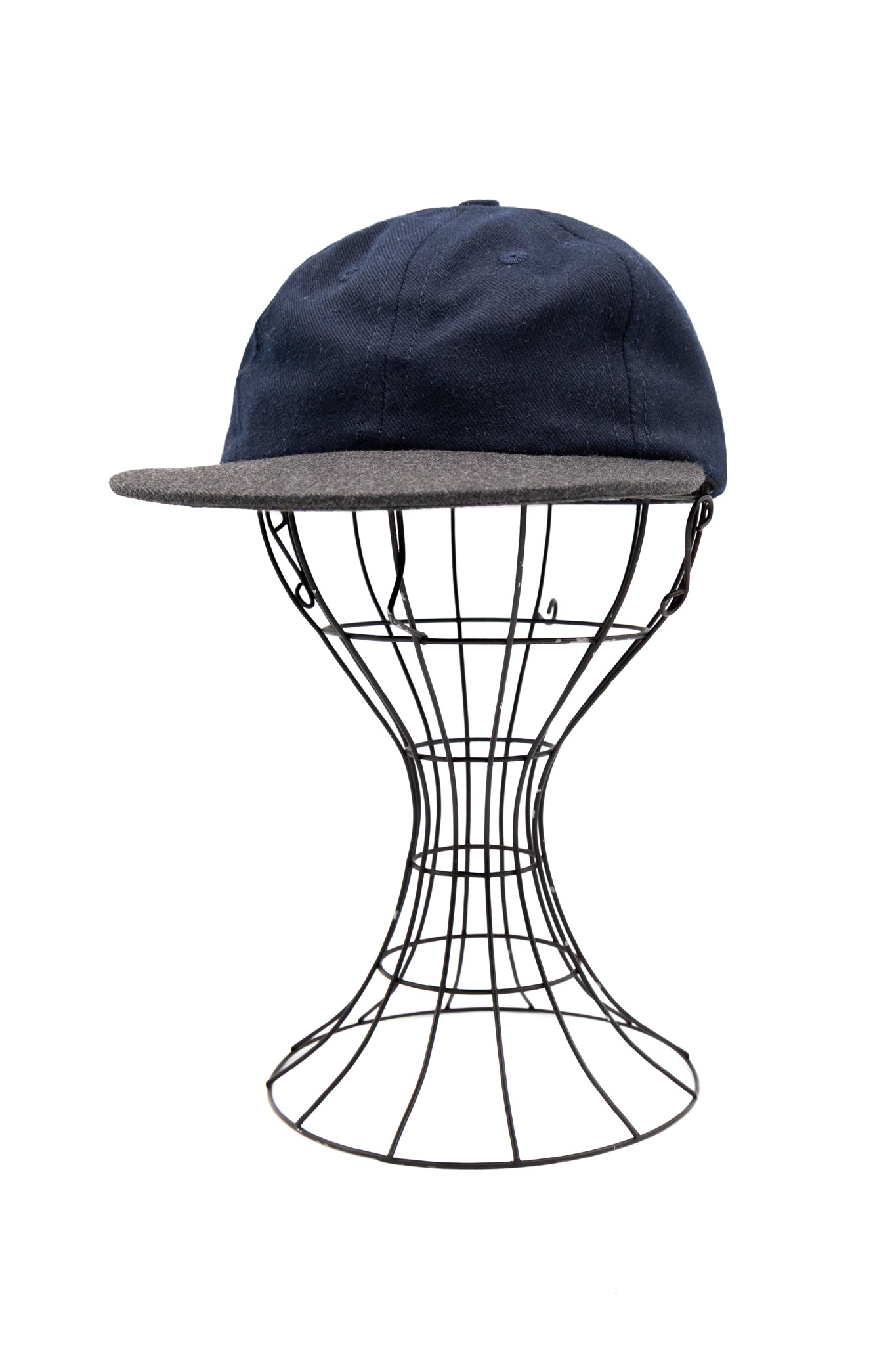 2 Tone 6 Panel Yarn Dyed Serge With Soft Visor Cap - Navy x Charcoal