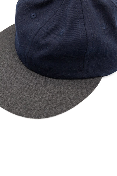 2 Tone 6 Panel Yarn Dyed Serge With Soft Visor Cap - Navy x Charcoal