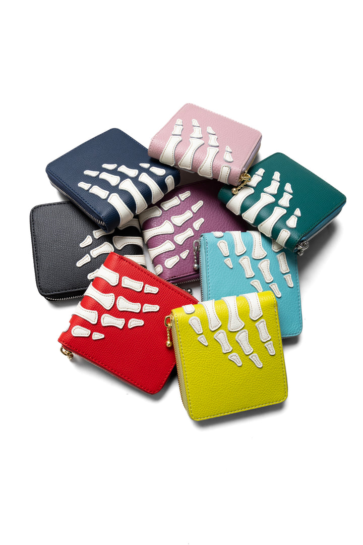 Kapital THUMB-UP BONE HAND ZIP Wallet – BLUE IN GREEN SOHO