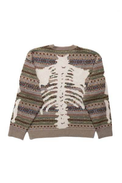 7G Wool FairIsle BONE Crew Sweater - Sax