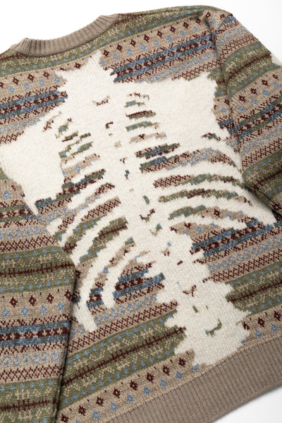 7G Wool FairIsle BONE Crew Sweater - Sax