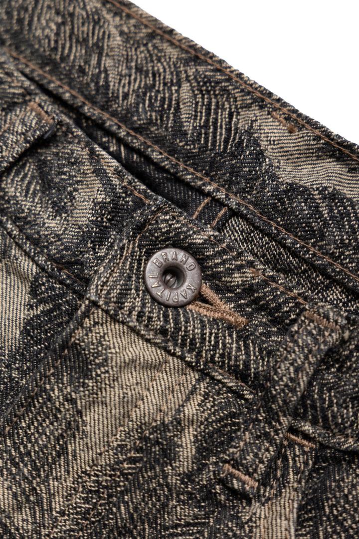 Kapital 12oz MAGPIE DENIM 5P APRON-OKABELLBO - Black x Beige