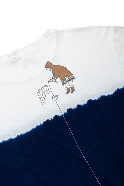 20/- Jersey IDG Hand-Dye Crew T (ICE FISHING Deep) - White x Indigo