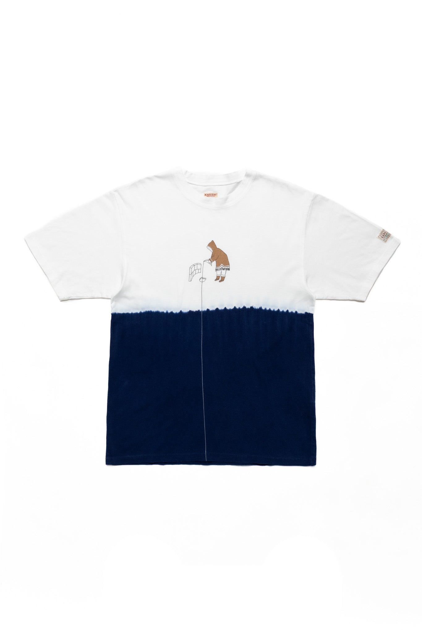 20/- Jersey IDG Hand-Dye Crew T (ICE FISHING) - White x Indigo