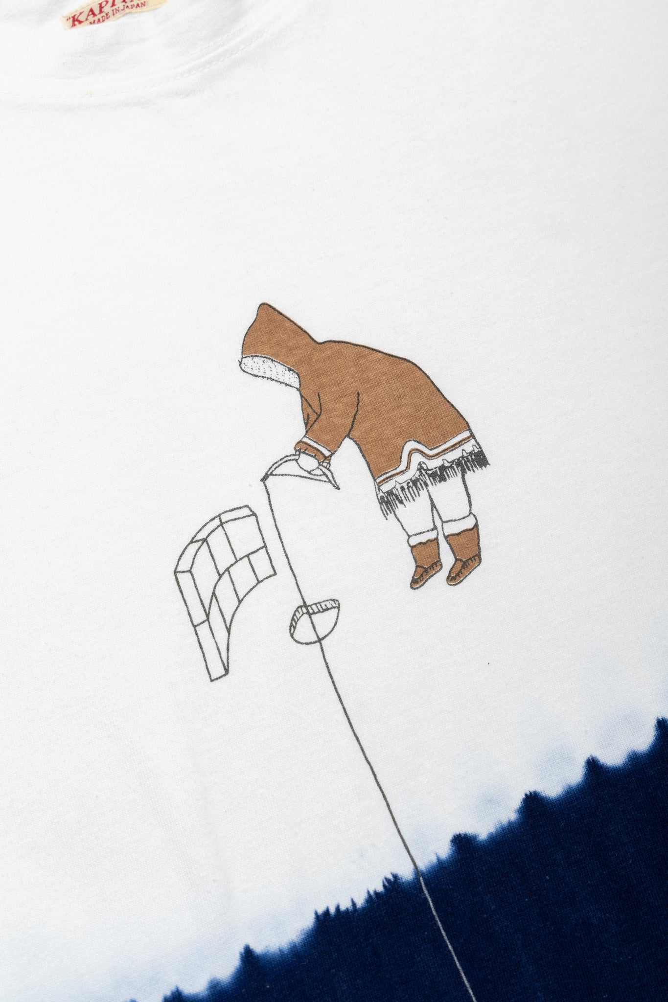 20/- Jersey IDG Hand-Dye Crew T (ICE FISHING) - White x Indigo