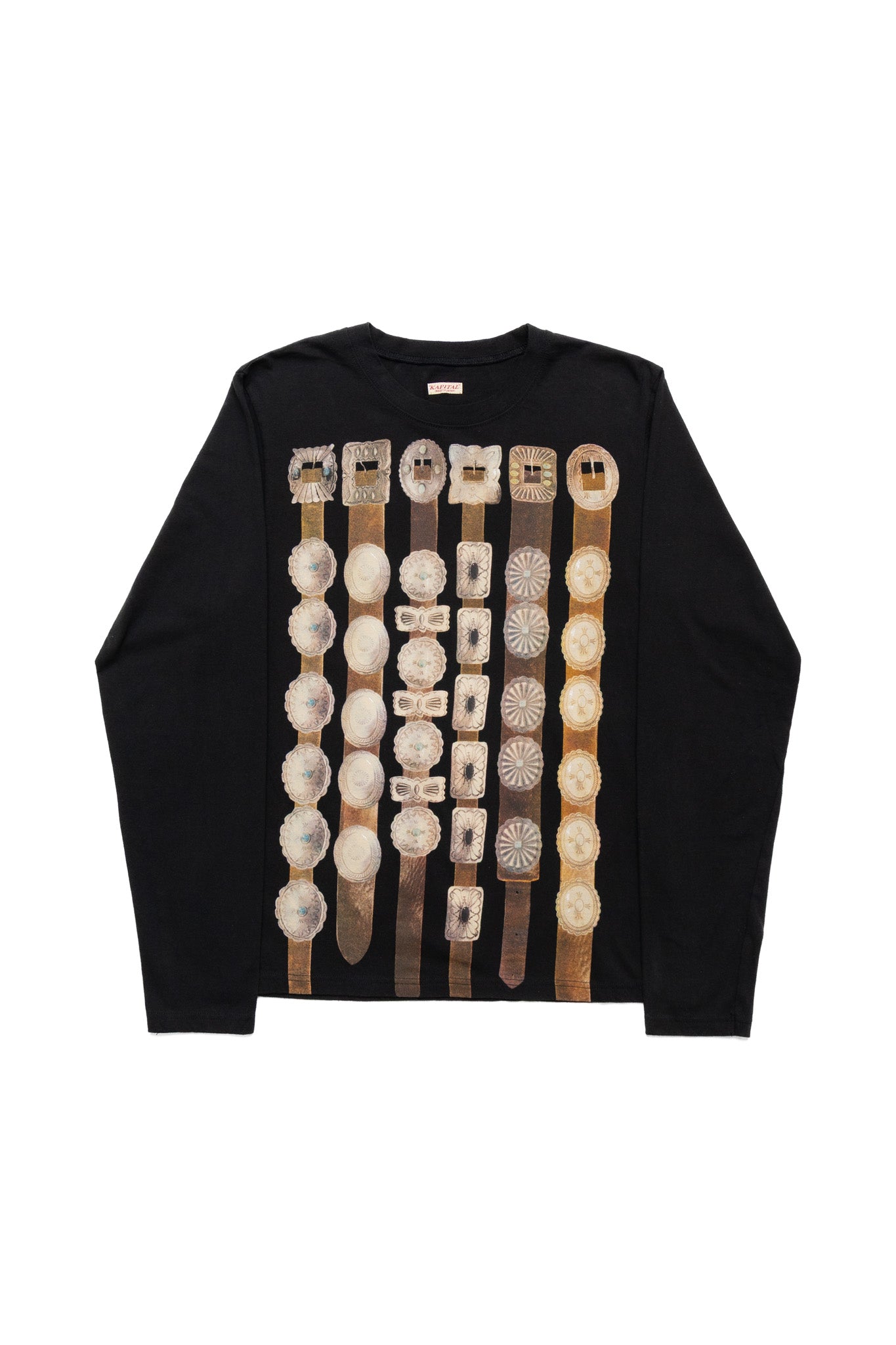 20/- Jersey Crewneck Long Sleeve T (Curtain Concho) - Black