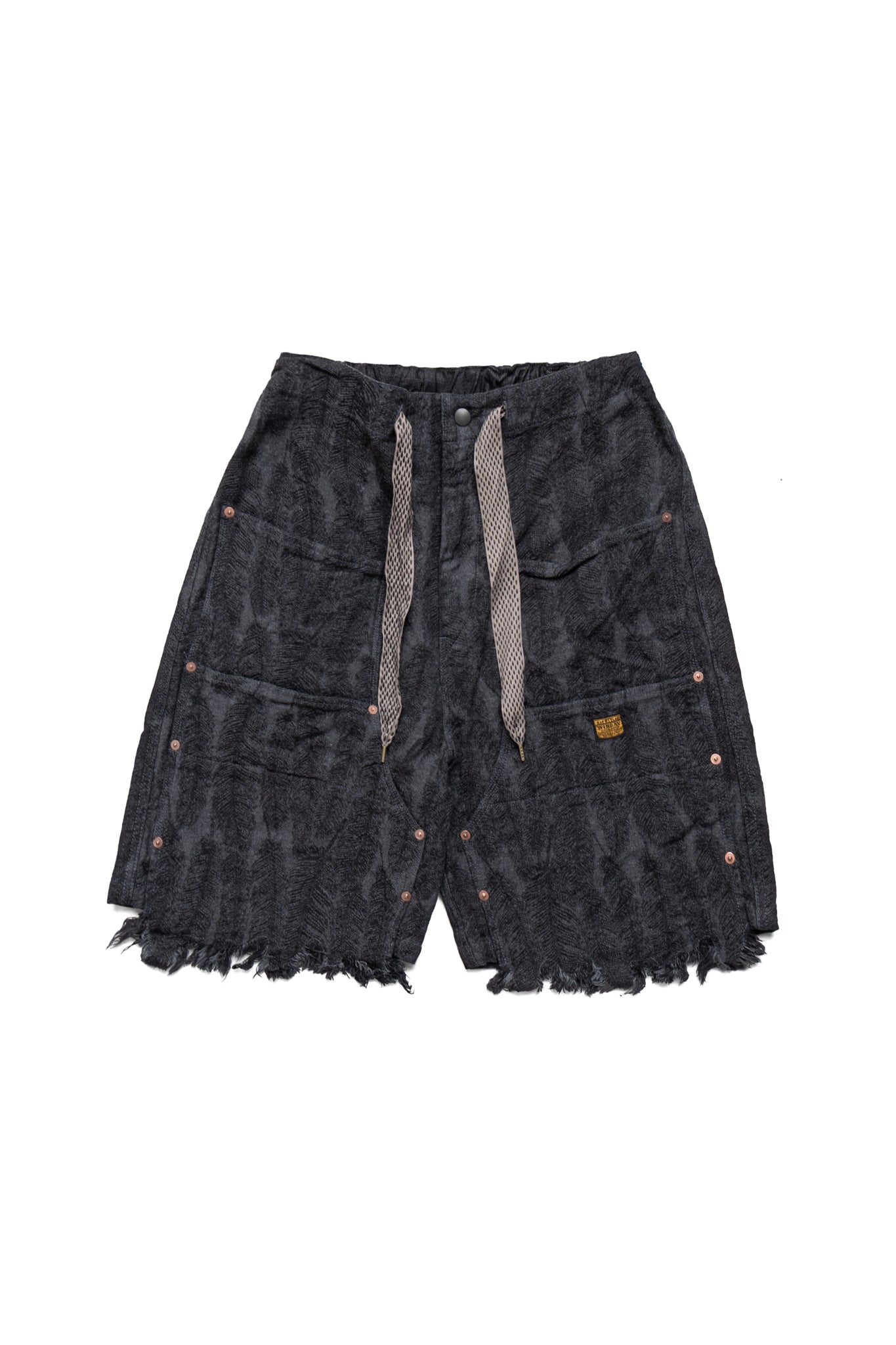 12oz MAGPIE Denim W-Knee EASY Shorts - Black x Black