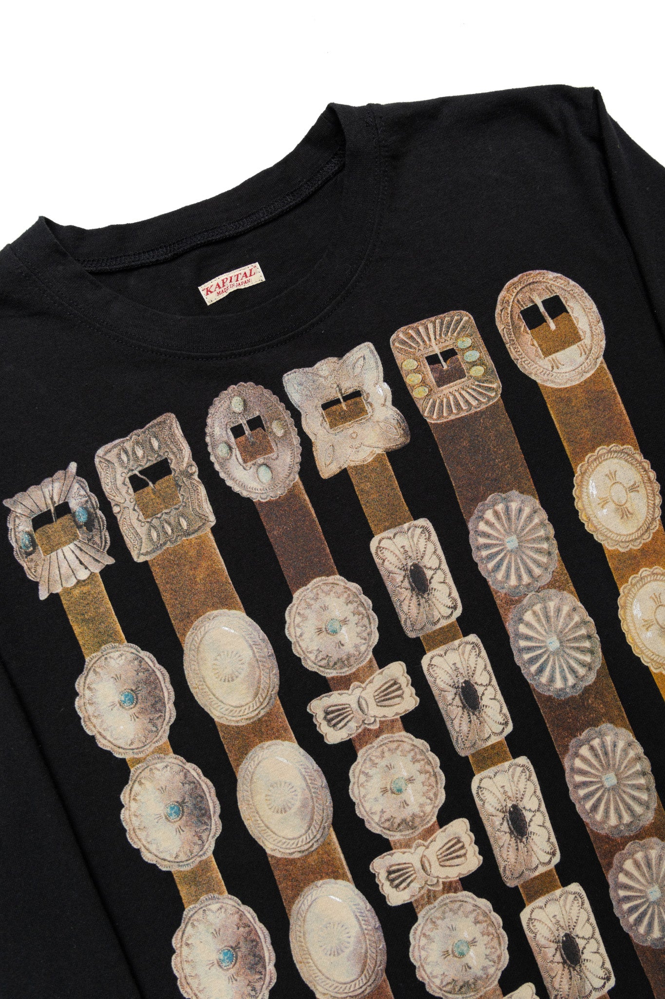 20/- Jersey Crewneck Long Sleeve T (Curtain Concho) - Black