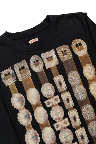 20/- Jersey Crewneck Long Sleeve T (Curtain Concho) - Black