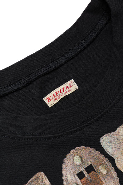 20/- Jersey Crewneck Long Sleeve T (Curtain Concho) - Black