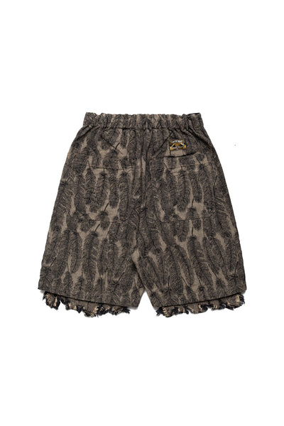 12oz MAGPIE Denim W-Knee EASY Shorts - Black x Beige