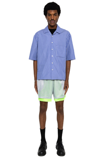 Aloha Shirt - Blue w/ White Stripes