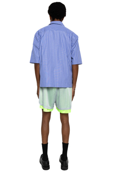 Aloha Shirt - Blue w/ White Stripes