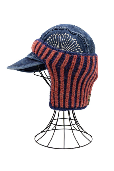 Wool Cable Knit CAP-ON Ear Warmer - Red