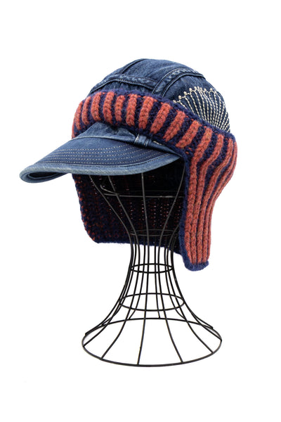 Wool Cable Knit CAP-ON Ear Warmer - Red