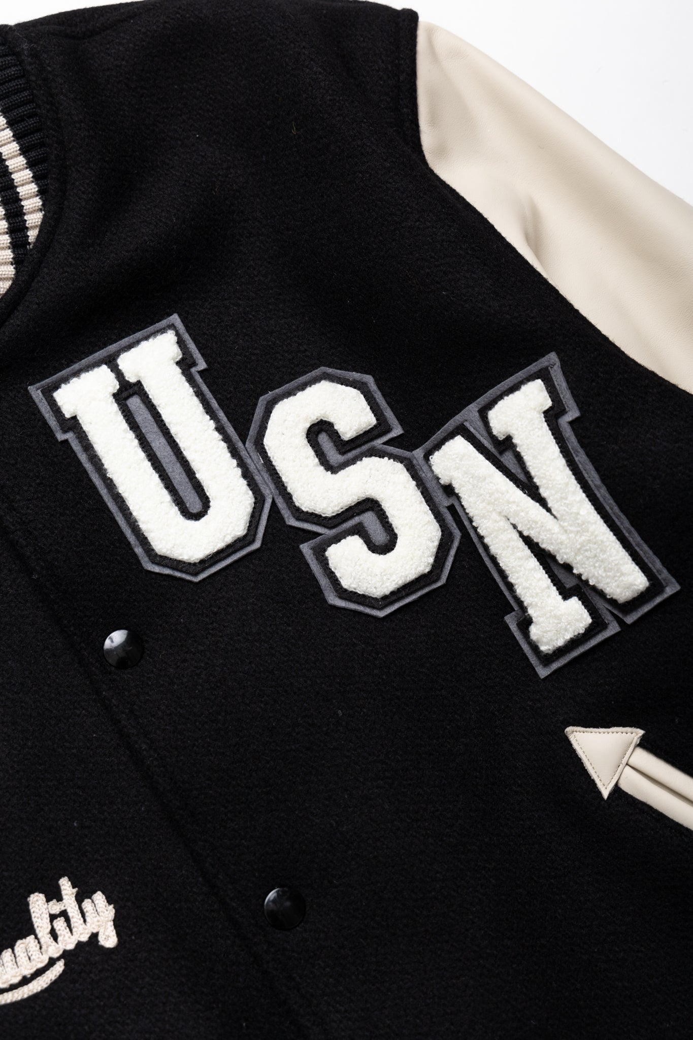BUZZ RICKSON'S × PEANUTS 30oz. Wool Melton Award Jacket - Black