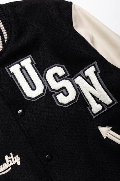 BUZZ RICKSON'S × PEANUTS 30oz. Wool Melton Award Jacket - Black