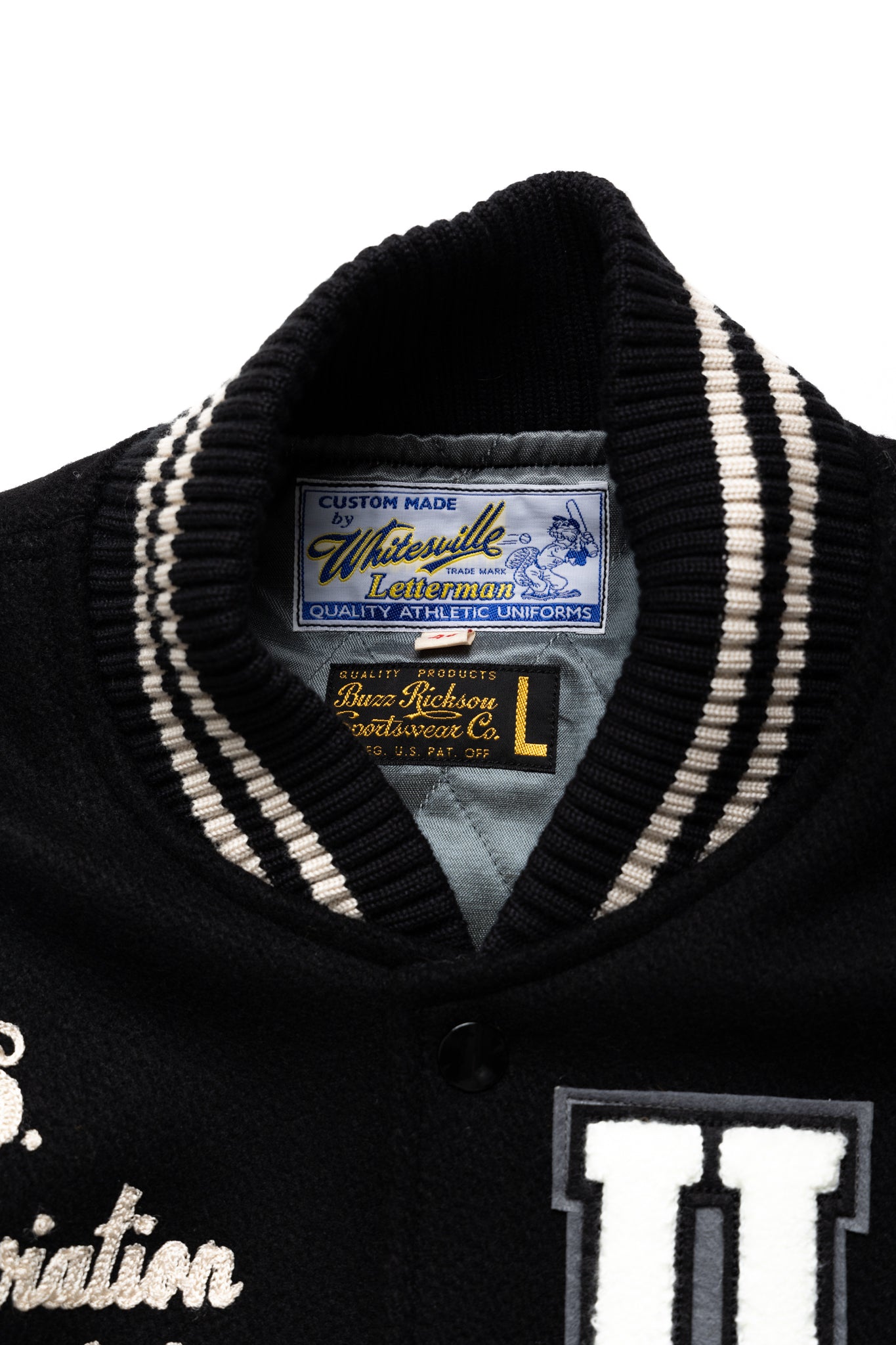 BUZZ RICKSON'S × PEANUTS 30oz. Wool Melton Award Jacket - Black