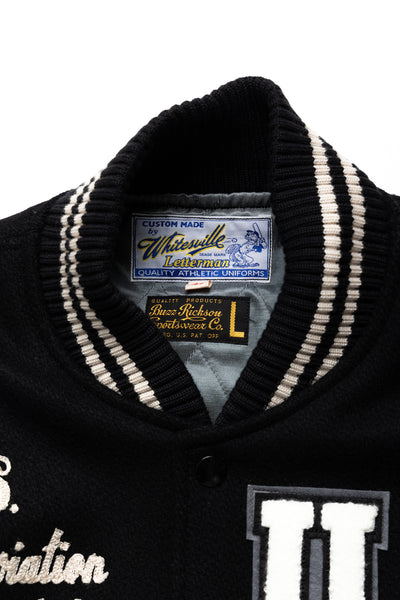 BUZZ RICKSON'S × PEANUTS 30oz. Wool Melton Award Jacket - Black
