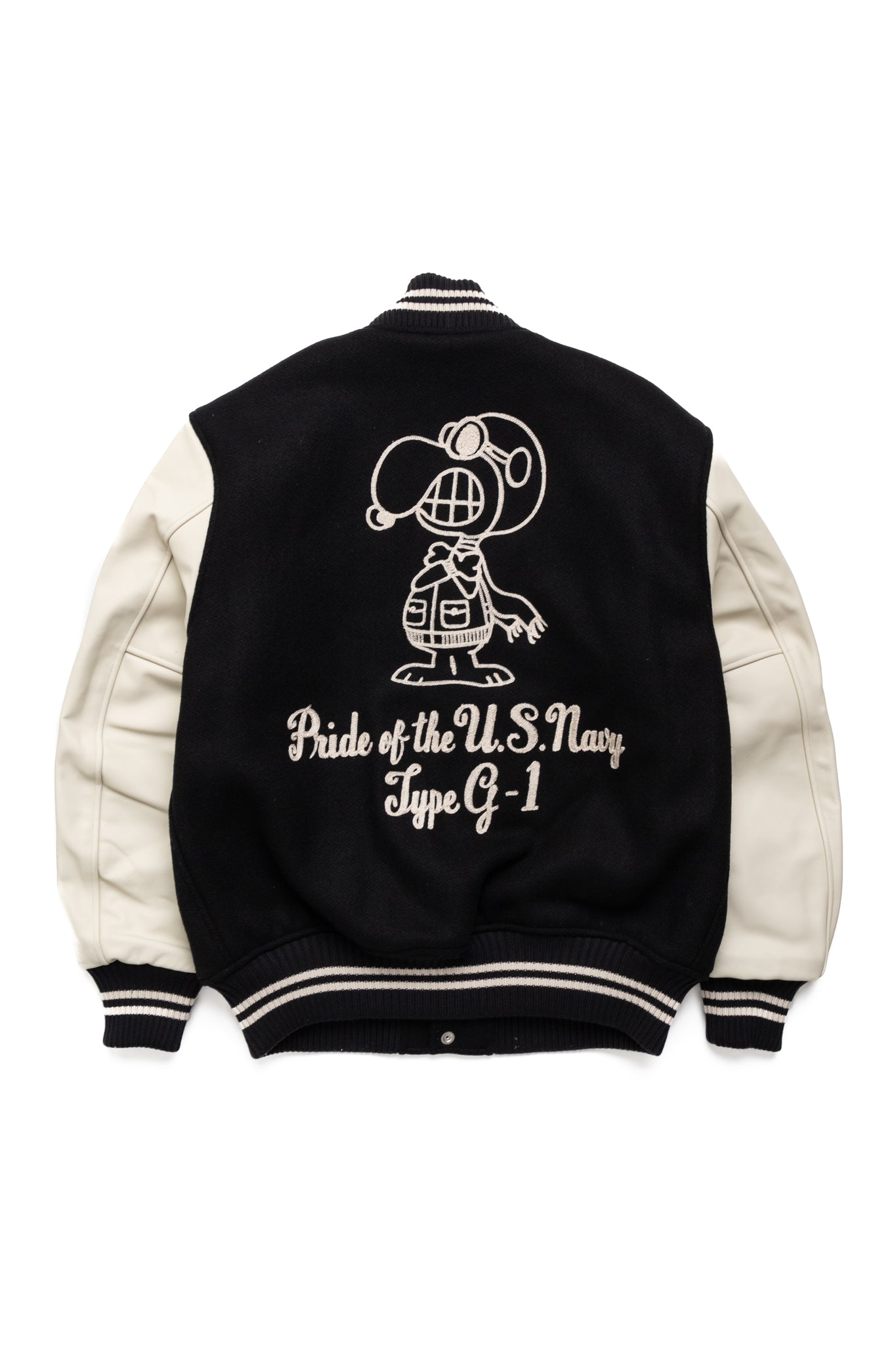 BUZZ RICKSON'S × PEANUTS 30oz. Wool Melton Award Jacket - Black