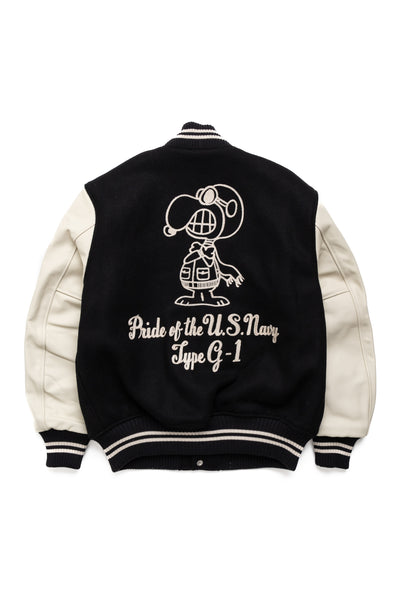 BUZZ RICKSON'S × PEANUTS 30oz. Wool Melton Award Jacket - Black