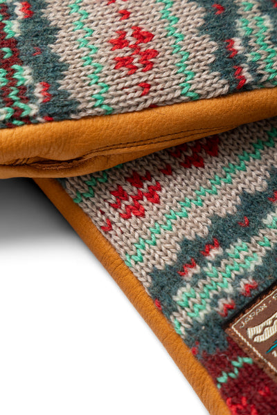 Leather x Fair Isle Gloves - Beige