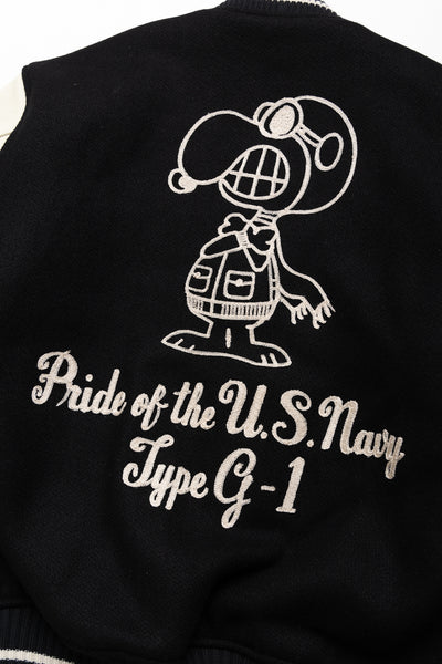 BUZZ RICKSON'S × PEANUTS 30oz. Wool Melton Award Jacket - Black