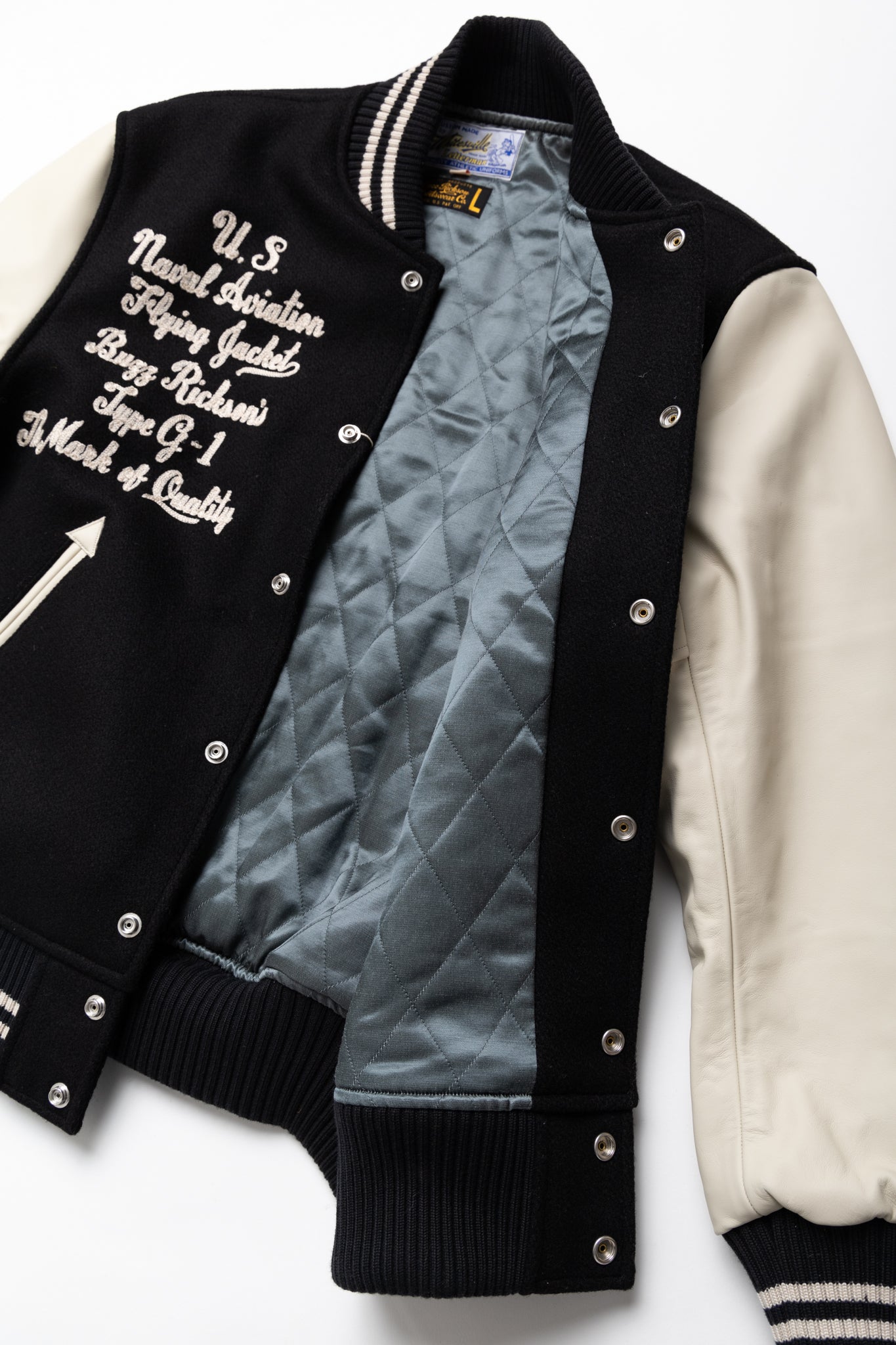 BUZZ RICKSON'S × PEANUTS 30oz. Wool Melton Award Jacket - Black