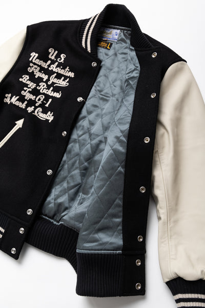 BUZZ RICKSON'S × PEANUTS 30oz. Wool Melton Award Jacket - Black