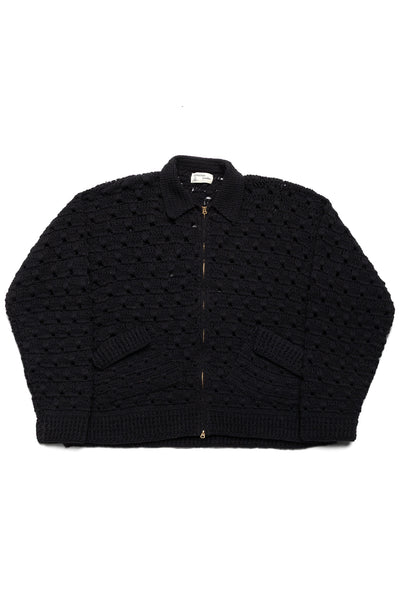 MacMahon Knitting Mills Crochet Zip Cardigan - Black – BLUE IN