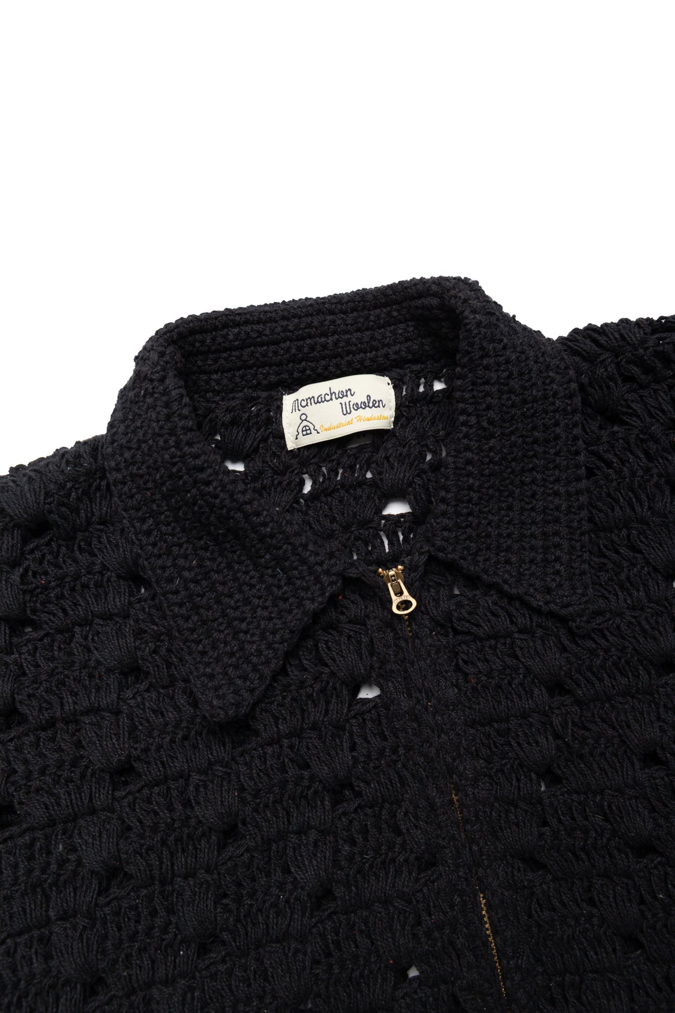 MacMahon Knitting Mills Crochet Zip Cardigan - Black – BLUE IN