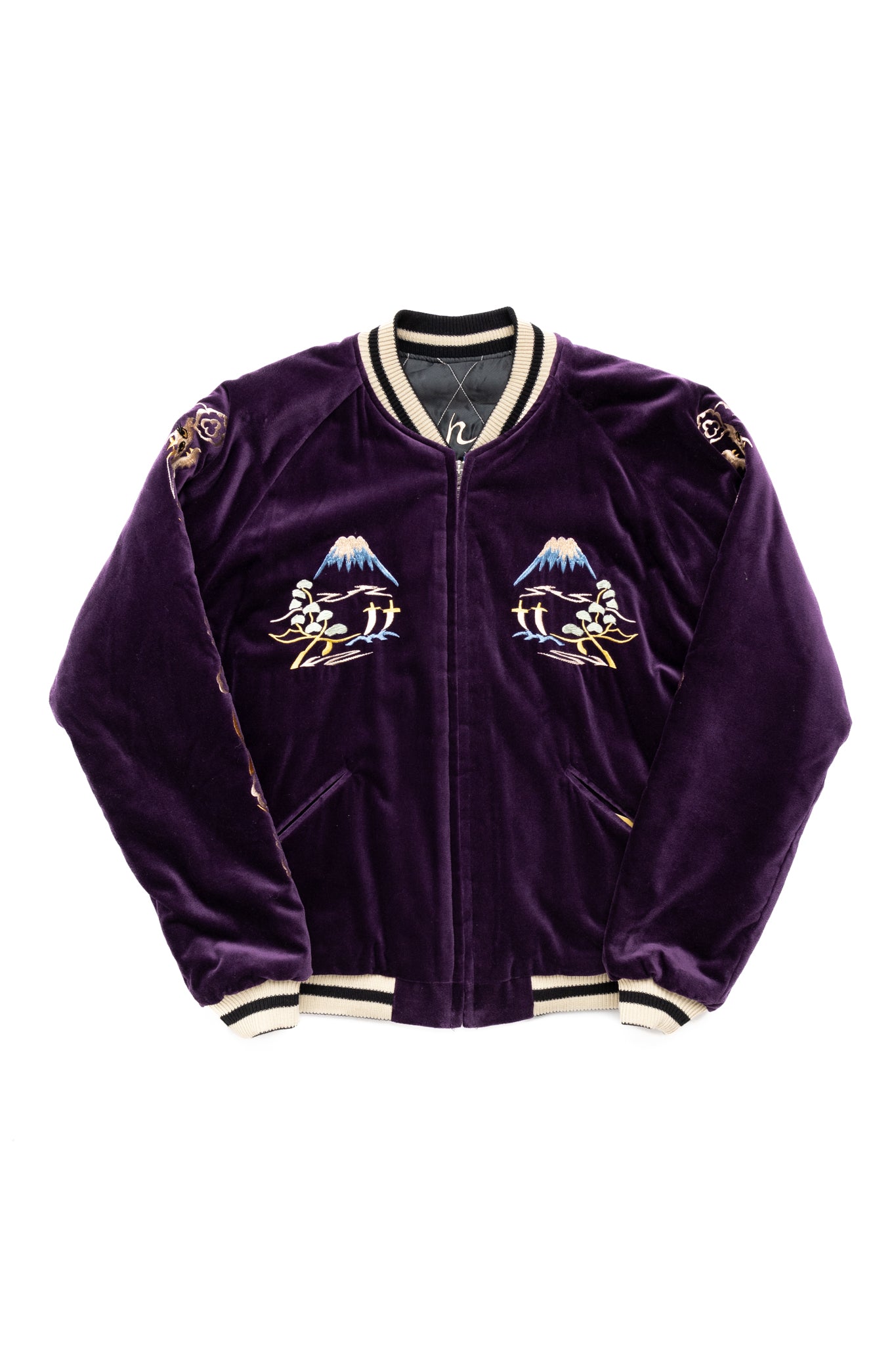 Mid 50's Style Velveteen Souvenir Jacket “LANDSCAPE” × “DRAGON”