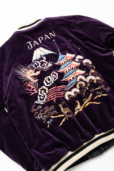 Mid 50's Style Velveteen Souvenir Jacket “LANDSCAPE” × “DRAGON”