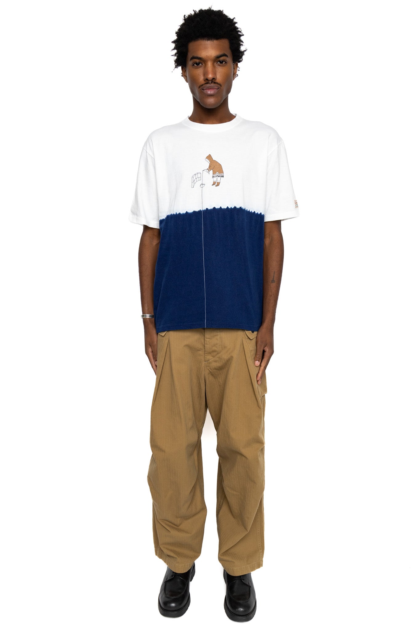 20/- Jersey IDG Hand-Dye Crew T (ICE FISHING) - White x Indigo