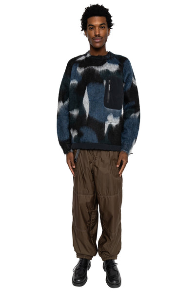 Mix Color Shaggy Knit Sweater - Black