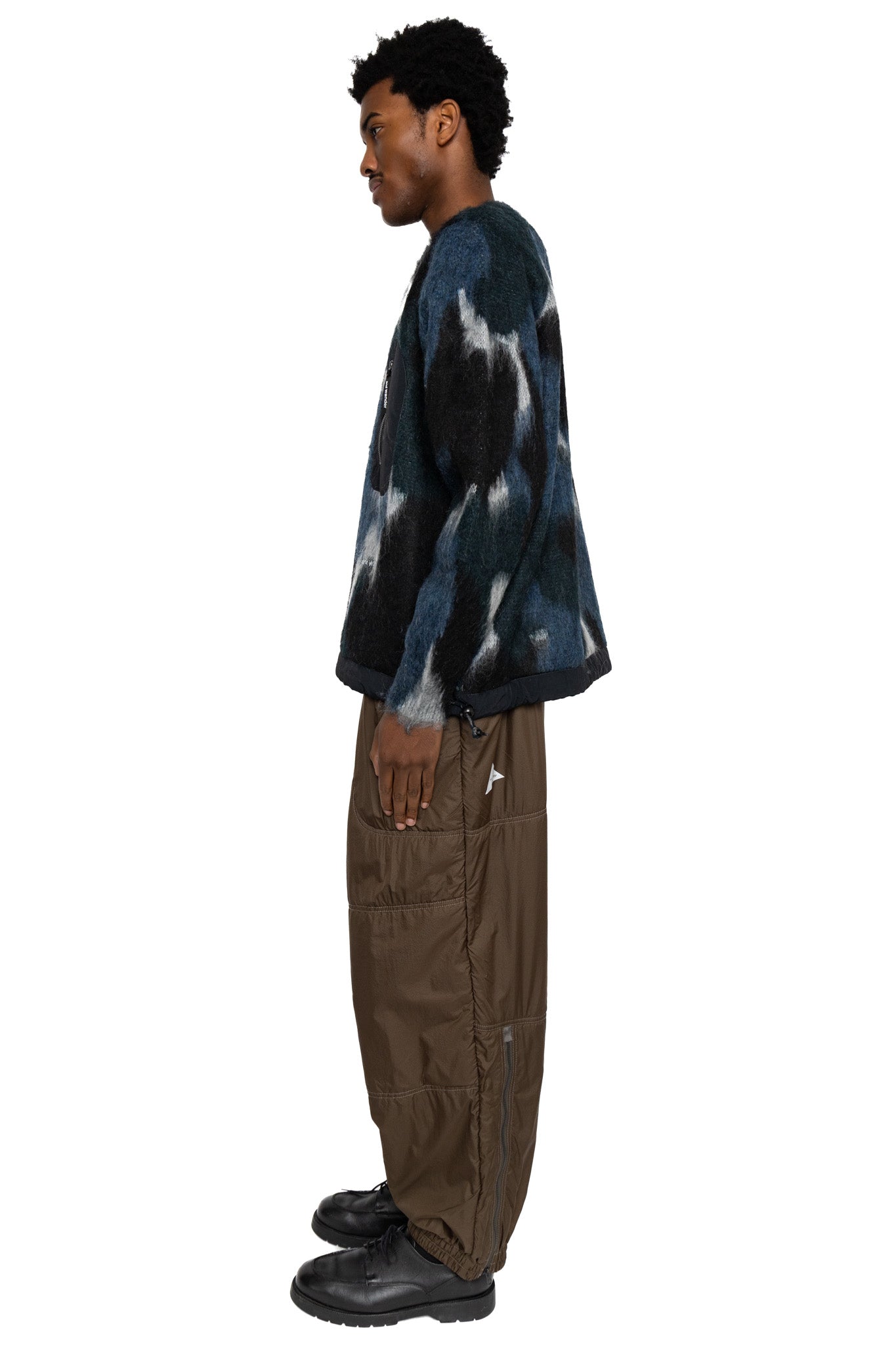 Mix Color Shaggy Knit Sweater - Black