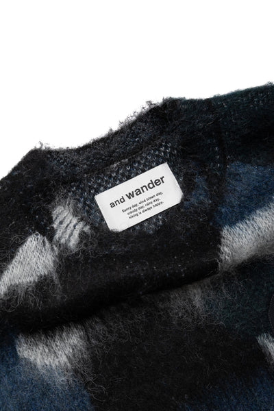 Mix Color Shaggy Knit Sweater - Black