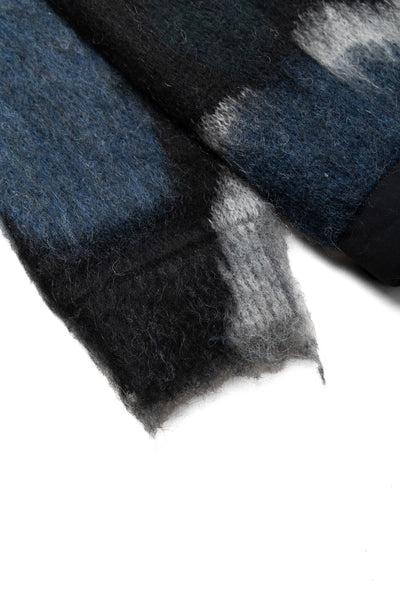 Mix Color Shaggy Knit Sweater - Black