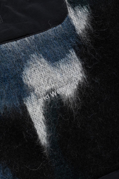 Mix Color Shaggy Knit Sweater - Black