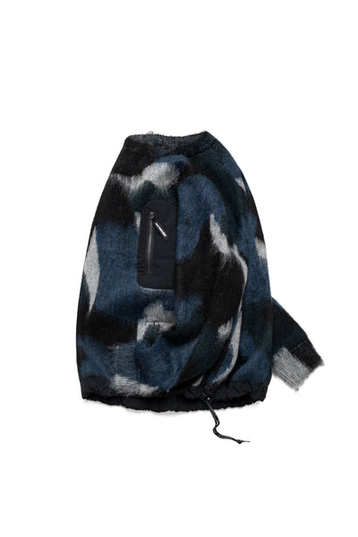 Mix Color Shaggy Knit Sweater - Black